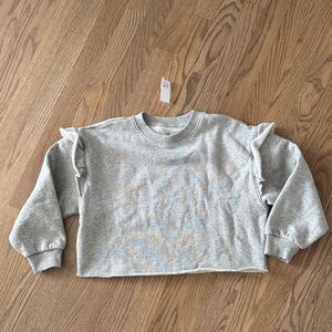 GAP Kids Gray Crop Sweatshirt with Ruffle Sleeves